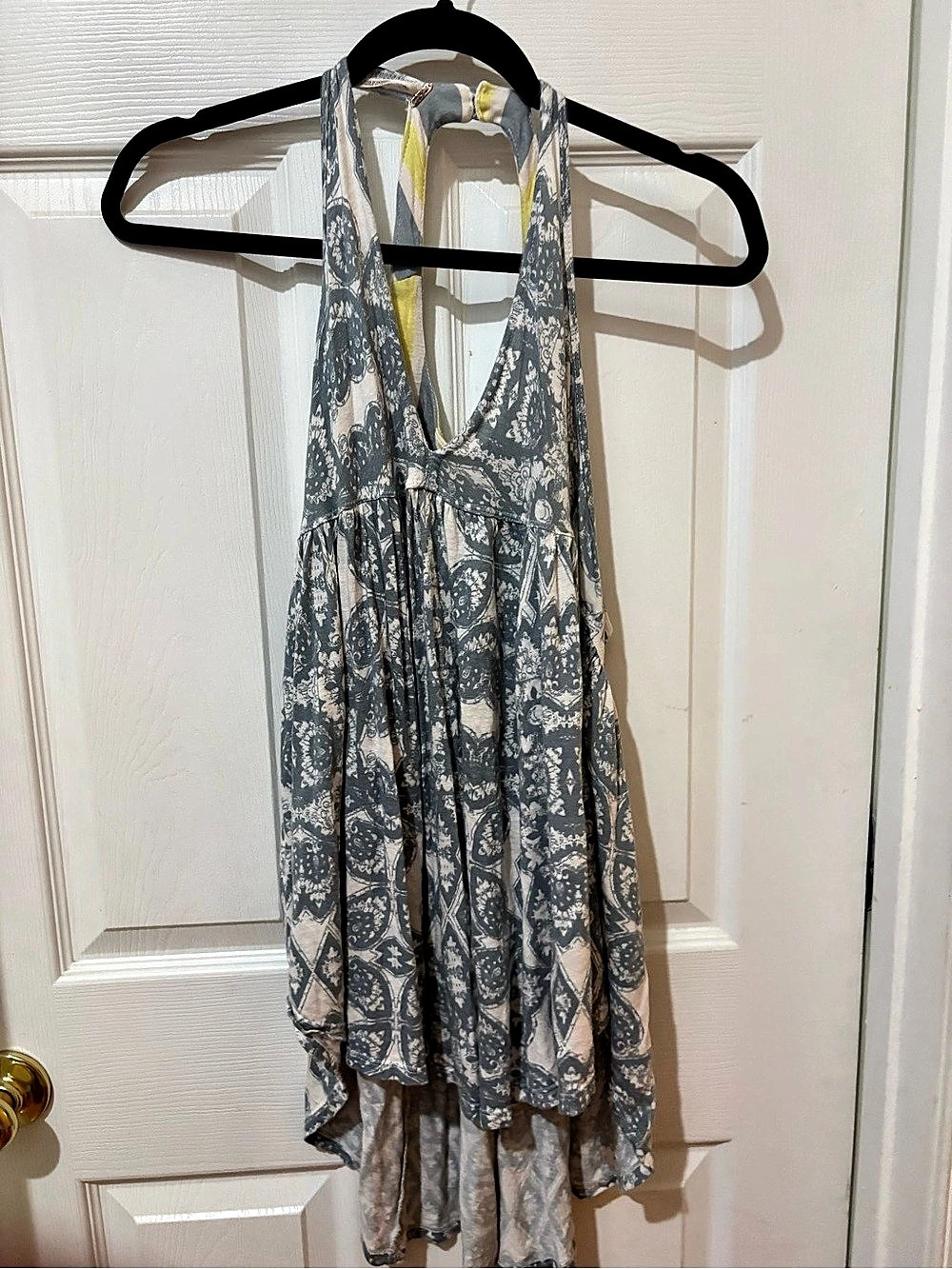 Free People Mimi Printed Tunic in Blue & White & Yellow L